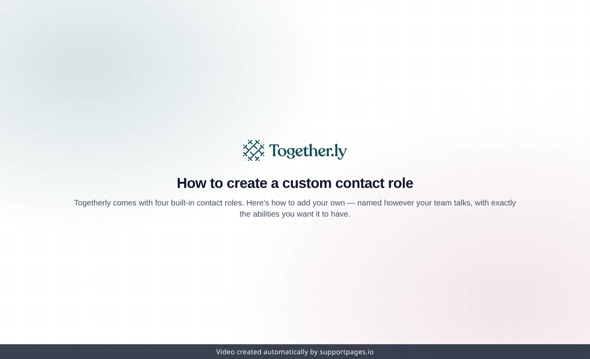 How to create a custom contact role