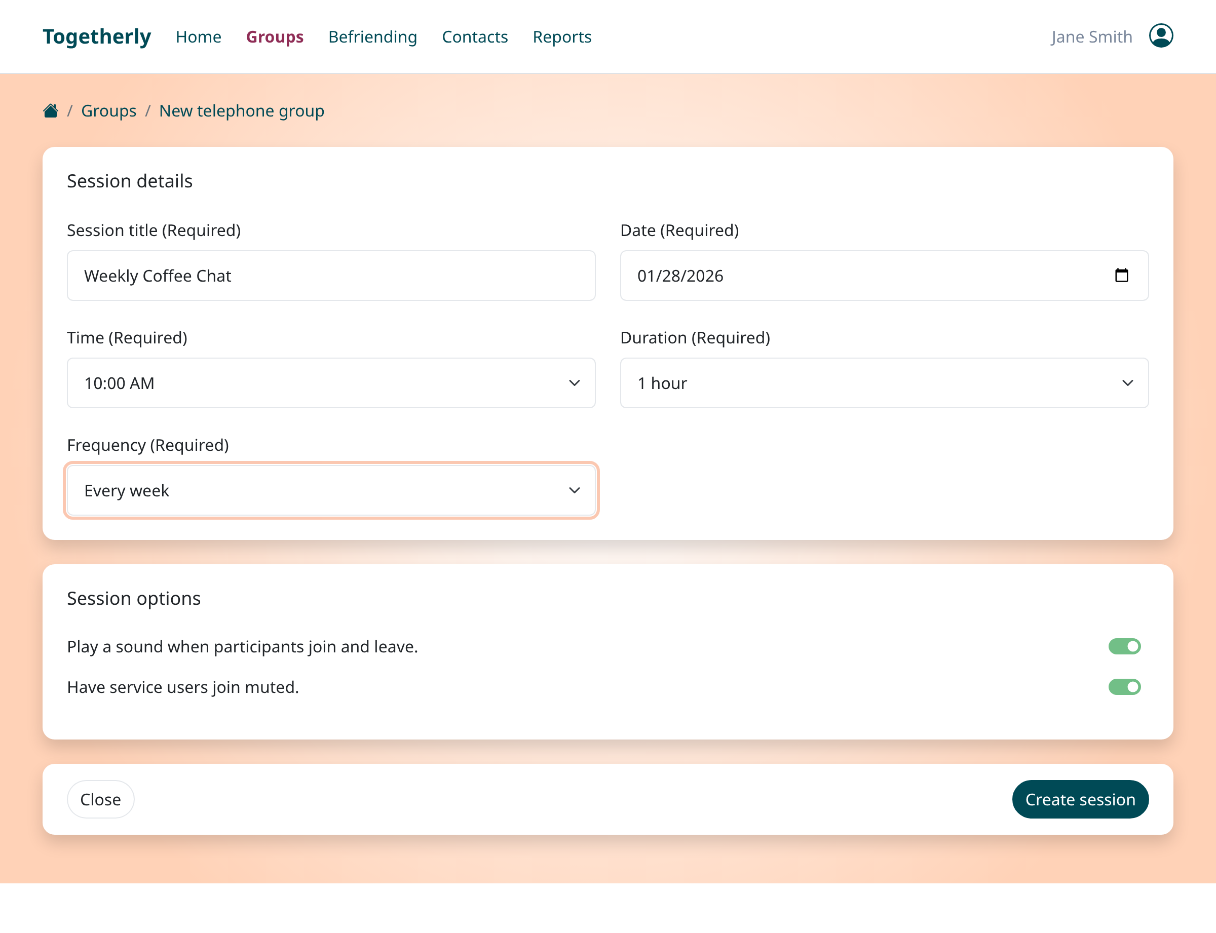 How to set up recurring weekly sessions - Togetherly Rails Help Centre